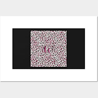 Letter W Monogram & Pink Leopard Print Posters and Art